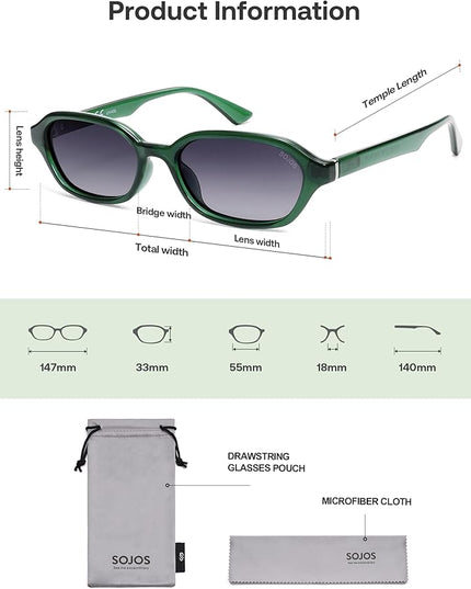 SOJOS Retro Rectangle Polarized Sunglasses for Women Men Trendy Hexagon Narrow Chic Y2K Sunnies SJ2629