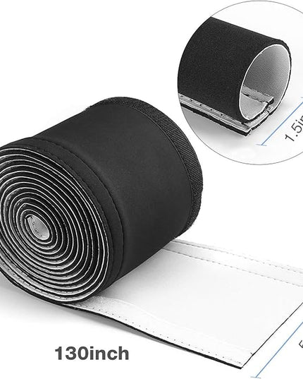 JOTO 2 Pack Cable Management Sleeve, 130" Cord Organizer System with Hook&Loop for TV Computer Office Home Entertainment, Flexible Cable Sleeve Wrap Cover Wire Hider System -Black, 2 Large