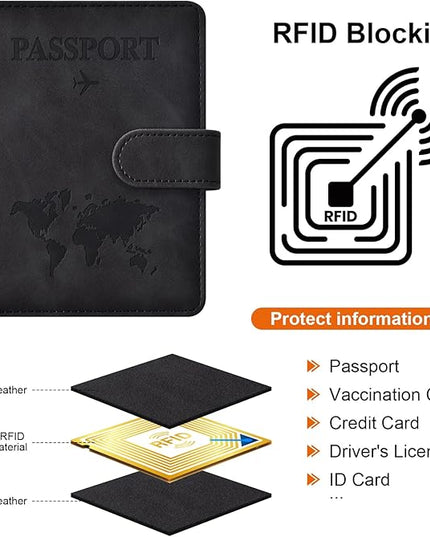 Eoehro Passport Holder for Travel Essentials, Passport Wallet Cover Case for Travel Must Haves Accessories,Passport Book Holders for Women and Men(black)