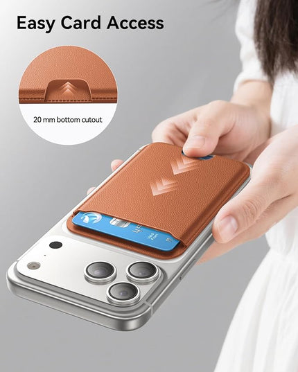 TWZKG for MagSafe Wallet, 3 Card Holder, Slim Magnetic Phone Wallet for iPhone 17/16/15/14/13/12 Pro Max Plus Air Series,RFID Blocking Vegan Leather,Brown