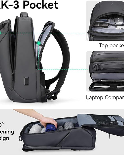 MARK RYDEN Business Backpack for Men, Waterproof High Tech Backpack with Sport Car Shape Design and USB Charging Port, Travel Laptop Backpack Fits 17.3 Inch Notebook