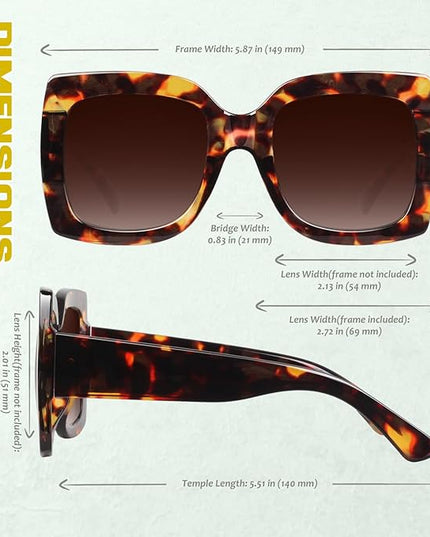 GQUEEN Oversized Square Frame Sunglasses Womens Retro Vintage Trendy Shades,S904