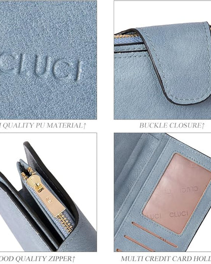 CLUCI Wallet For Women PU Leather RFID Blocking Womens Wallet Bifold Card Holder with ID Window Gifts for Women Birthday | RFID Blocking, Designer, Trifold, Card Holder, ID Window