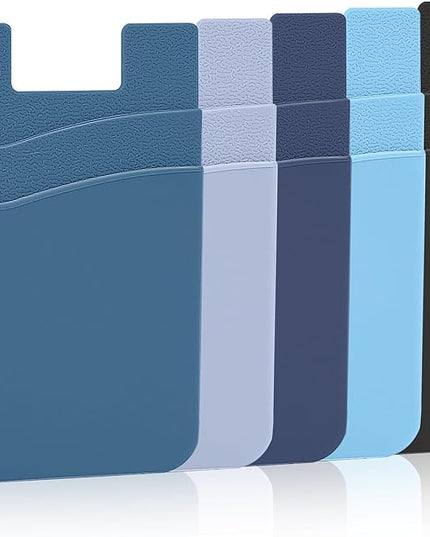 Senose Cell Phone Wallet - Silicone Sticky Credit Card Holder for iPhone, Samsung and Most Cell Phones - Blue, Sierra, Navy, Light Blue, Black