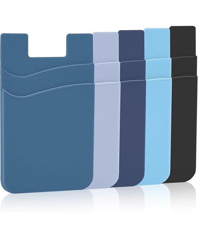 Senose Cell Phone Wallet - Silicone Sticky Credit Card Holder for iPhone, Samsung and Most Cell Phones - Blue, Sierra, Navy, Light Blue, Black
