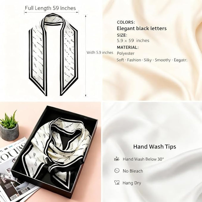 Womens Silk Scarf - Large Size 59 Inch Head Hair Neck Scarves Purse Bag Scarfs For Handbags Satin Fashion