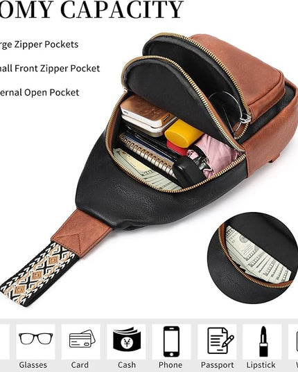FALAN MULE Crossbody Bags for Women Trendy Leather Sling Chest Bag Fanny Packs for Women