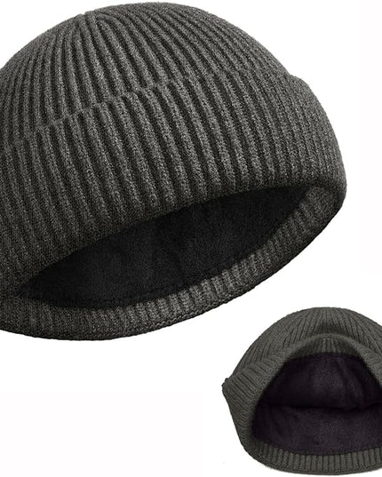 ROYBENS Swag Wool Knit Cuff Short Fisherman Beanie for Men Women, Winter Warm Hats