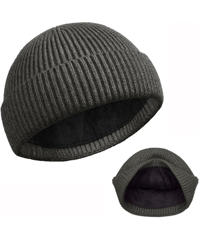 ROYBENS Swag Wool Knit Cuff Short Fisherman Beanie for Men Women, Winter Warm Hats