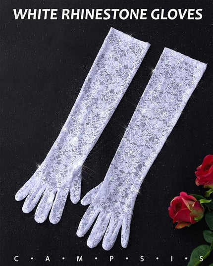 Campsis Floral Lace Gloves Long Lace Gloves