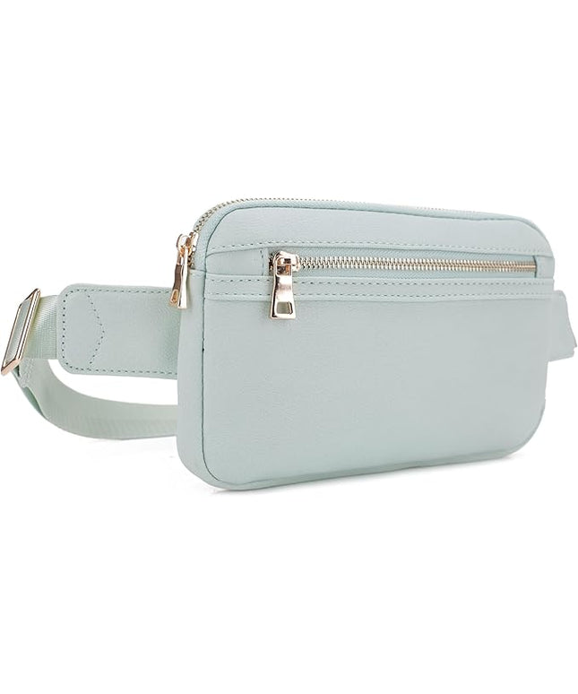 LOVESOME Vegan Leather Everywhere Fashion Waist Bag Fanny Pack Crossbody Bag Belt Bag Sling Bag with Adjustable Strap for Women (Mint), FC19515