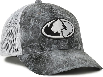 Mossy Oak Coastal Cloudbank Camo Trucker Hat – Mid Profile Structured Baseball Cap with Mesh Back, Adjustable Snapback, One Size