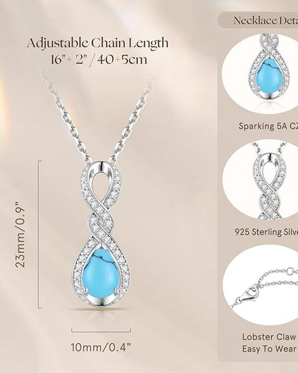 FANCIME Infinity Embrace Birthstone Necklaces for Women Fine Jewelry Sterling Silver Dainty Infinity Pendant Anniversary Birthday Christmas Gifts for Her Wife Mom Daughter