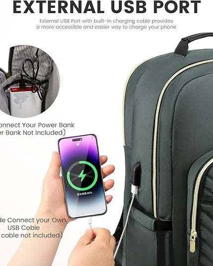 LOVEVOOK Laptop Backpack for Women 15.6 inch,Cute Womens Travel Backpack Purse,Professional Laptop Computer Bag,Waterproof Work Business College Teacher Bag Carry on Backpack with USB Port,Grass Green