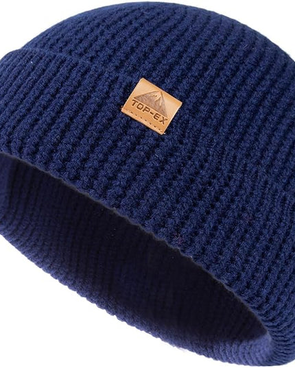 TOP-EX PolarWool™ 100% Merino Wool Fisherman Beanie Hat | Soft Single Layer Warm Short Sailor Trawler Cap for Men Women