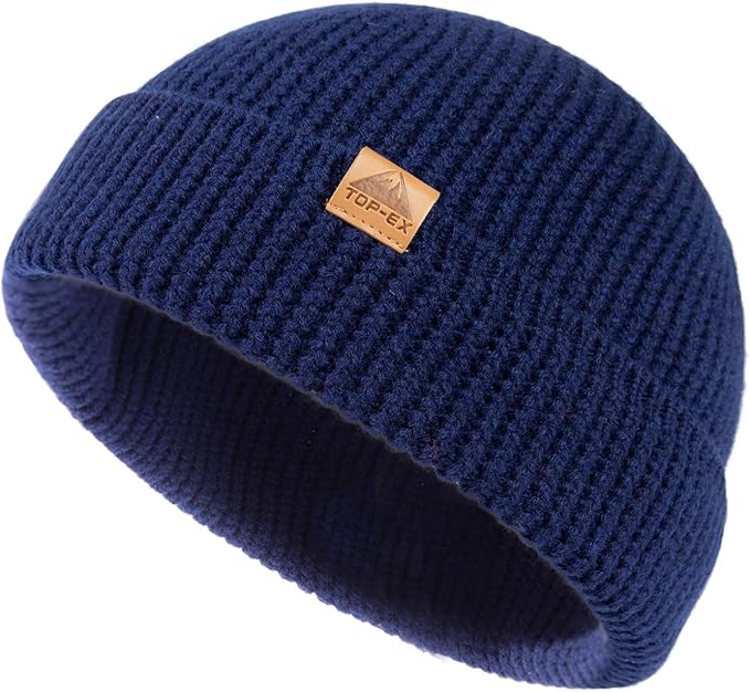 TOP-EX PolarWool™ 100% Merino Wool Fisherman Beanie Hat | Soft Single Layer Warm Short Sailor Trawler Cap for Men Women