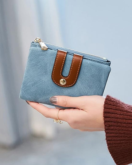 AOXONEL Women's Rfid Small Bifold Leather Wallet Ladies Mini Zipper Coin Purse id card Pocket,Slim Compact Thin