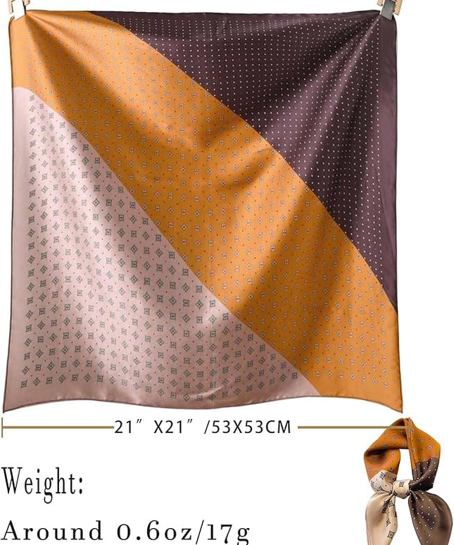 100% Mulberry Silk Scarf for Women Hair Lightweight Square Neckerchief Wrap For Head Scarves 21"