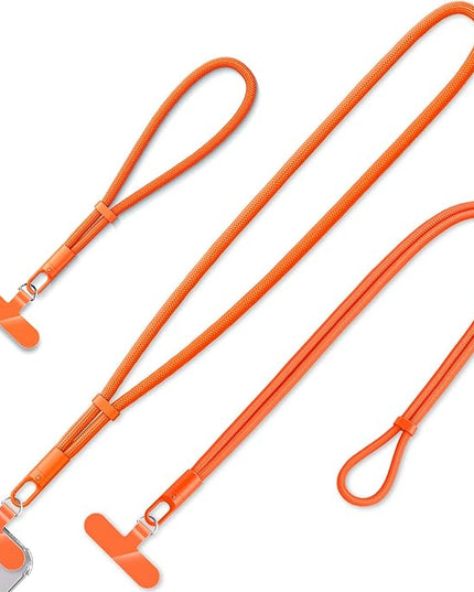 3 Pack Phone Lanyard,1×Phone crossbody strap,1×Phone Neck Strap,1×Wrist Strap,3×Tether Tabs,Universal Cell Phone Multifuctional Patch Polyester Lanyards(Orange)