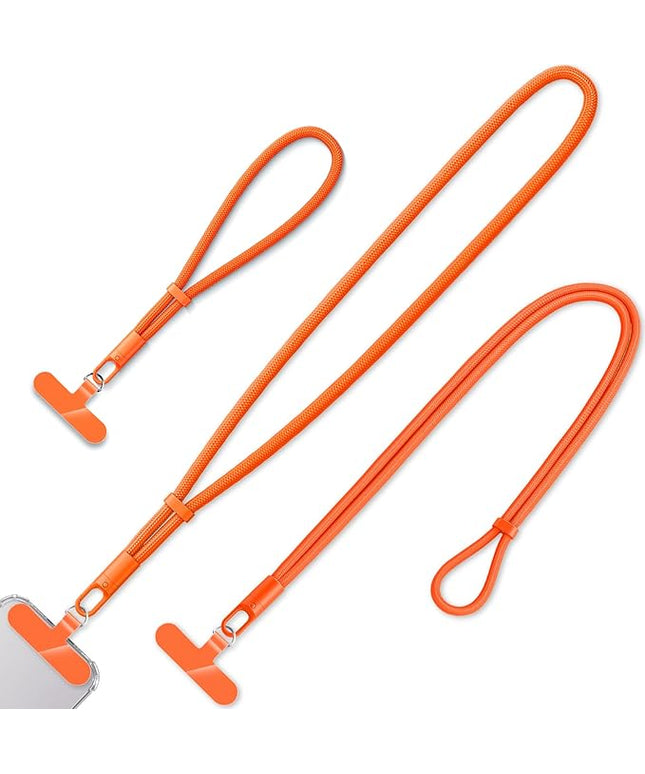3 Pack Phone Lanyard,1×Phone crossbody strap,1×Phone Neck Strap,1×Wrist Strap,3×Tether Tabs,Universal Cell Phone Multifuctional Patch Polyester Lanyards(Orange)