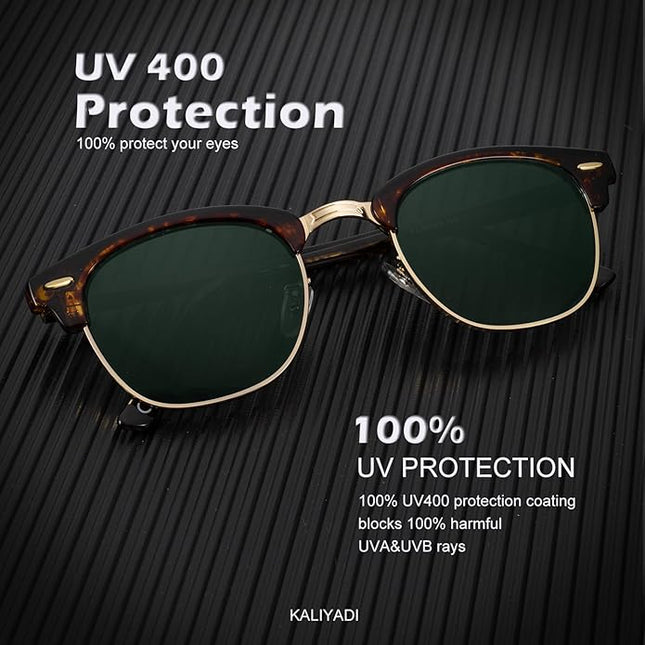 KALIYADI Polarized Sunglasses for Men and Women Semi-Rimless Frame Driving Sun glasses UV Blocking