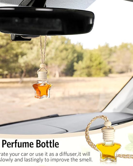 BBTO 100 Pcs Car Air Fresheners Diffuser with Wooden Cap Empty Aromatherapy Diffuser Clear Fragrance Holder Pendant Hanging Perfume Fresheners for Car Decor (Clear, Star)