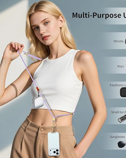 memumi 3-in-1 360° Rotating Adjustable Phone Lanyard Crossbody, Anti-Theft Neck & Wrist Strap for iPhone 17Pro max/All Phones