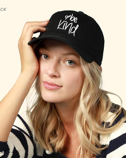 CHOK.LIDS Be Kind Trendy Womens Baseball Cap Unisex Fashion Cotton Polo Style Fun Inspirational Saying Seasonal Headwear