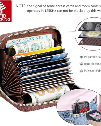 FurArt Zipper Wallet Women, RFID Blocking Credit Card Wallet, Business Card Holder, Compact Size KeyChain Wallet