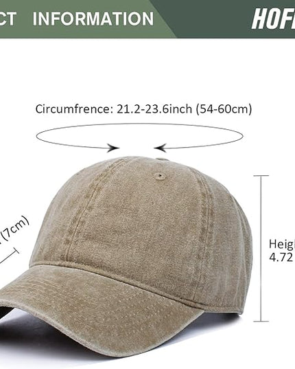 HH HOFNEN Men Women Washed Distressed Twill Cotton Baseball Cap Vintage Adjustable Dad Hat