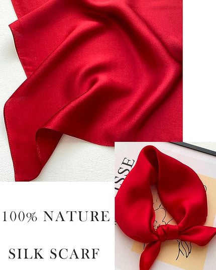 100% Mulberry Silk Scarf for Women Hair Lightweight Square Neckerchief Wrap For Head Scarves 21"
