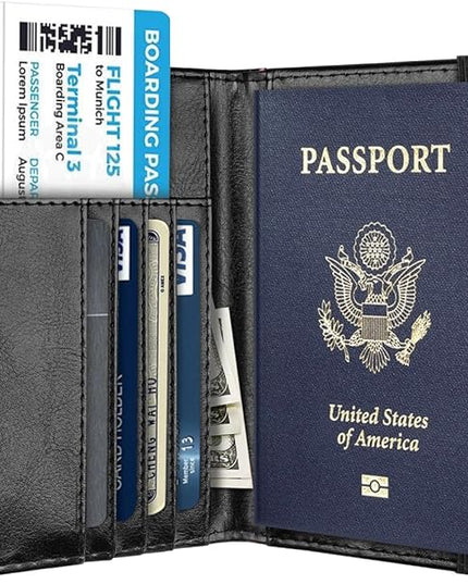 Passport Holder Cover Travel RFID Blocking Passport Cover Rose Gold Cute Flowers Passport Wallet with Elastic Band for Women