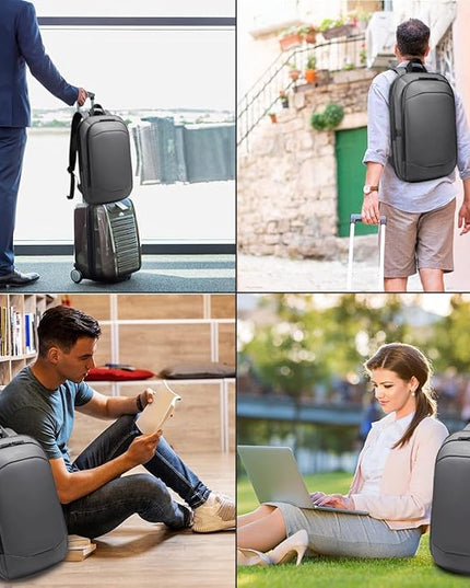 hk Business Backpack for Men 17 Inch,Slim & Expandable Waterproof Travel Laptop Backpack with USB Charger Port (Dark Grey)