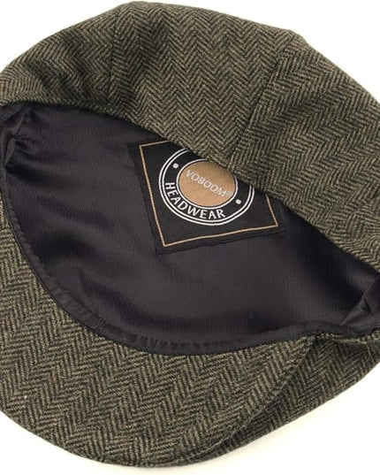 VOBOOM Men's Herringbone Flat Ivy Newsboy Hat Wool Blend Gatsby Cabbie Cap