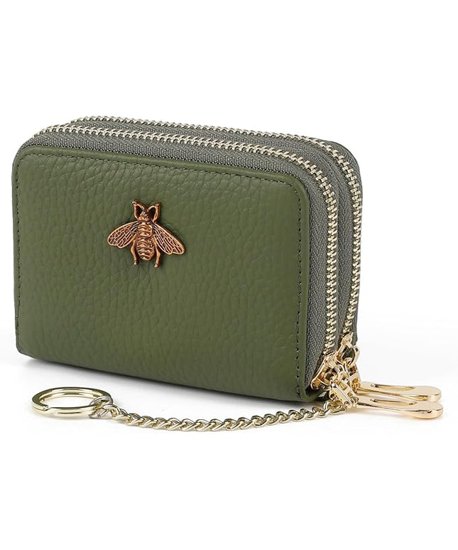 imeetu RFID Credit Card Holder, Small Leather Zipper Card Case Wallet for Women