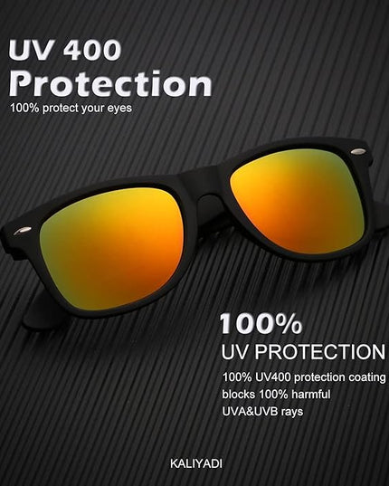 KALIYADI Polarized Sunglasses for Men and Women Matte Finish Sun glasses Color Mirror Lens UV Blocking (3 Pack)