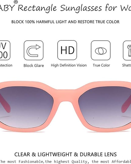 BUTABY Rectangle Sunglasses for Women Retro Driving Glasses 90’s Vintage Fashion Irregular Frame UV400 Protection