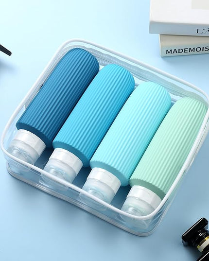 Travel Bottles for Toiletries, Large 6oz Travel Size Containers, BPA Free Leak Proof Tubs Refillable Liquid Accessories with Toiletry Bag for Cometic Shampoo and Lotion Soap (4 Pack)