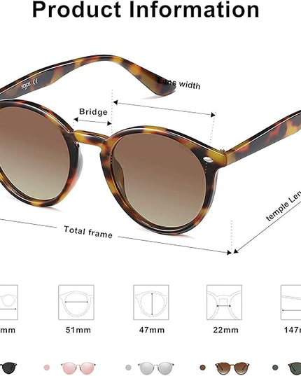 SOJOS Retro Round Polarized Sunglasses for Women Men Classic Vintage Sunnies SJ2069