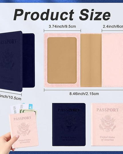 Passport Holder, Passport Holder for Travel, Travel Passport Holders Must Haves for Women Men, Passport Cover Passport Wallet Case Holders for Travels Cruise Ship Essentials, Dark Blue & Rose Gold