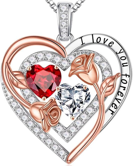 Iefil Christmas Gifts for Women - Sterling Silver Birthstone Necklace Anniversary Birthday Gifts for Her Wife Mom Daughter