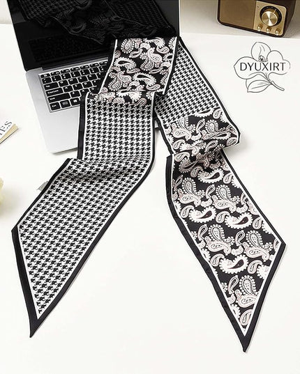 Head Scarf Purse Handle Neck Satin Hair Scarfs For Bag Lightweight Silky Long Thin Women's Fashion Scarves 59 * 5.9”