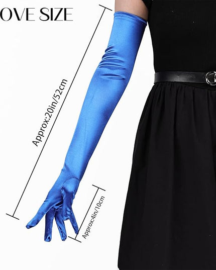 THARAHT Women Long Gloves with Satin Elbow Length for 1920s Opera Tea Party Costumes Bridal Evening Dress