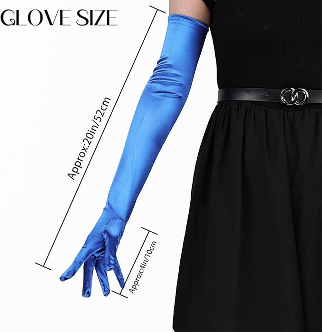 THARAHT Women Long Gloves with Satin Elbow Length for 1920s Opera Tea Party Costumes Bridal Evening Dress