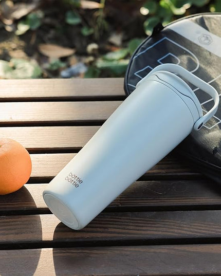BOTTLE BOTTLE Insulated Tumbler with Handle & Straw Lid, 30oz Stainless Steel Leak-Proof Water Bottle for Hot & Cold Drinks, Add Ice Without Unscrewing, BPA-Free for Travel, Sports, Office(Gray)