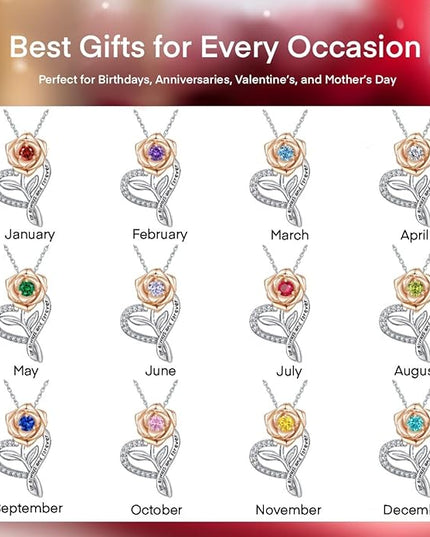 LAVALE Heart Birthstone Necklace for Women, Ideal Anniversary Birthday Gifts for Women Wife Girlfriend Her, Amazing Valentine's day Gift for Mom Women