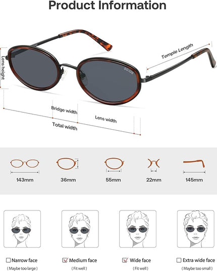 SOJOS Trendy Oval Polarized Sunglasses for Women Men, 80s 90s Chic Retro Vintage Sunnies SJ1248