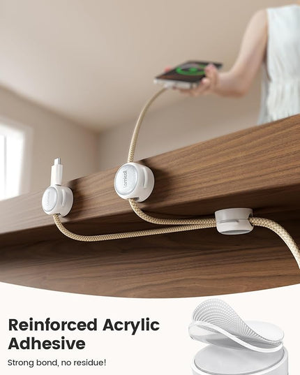 Magnetic Cable Clips Cord Organizer - Lamicall 8Pack [Crystal-Clear & Silver Shine] Cable Management Holder for Phone Charging Cord, Strong Adhesive for Nightstand, Home Office Desk Decor Accessories