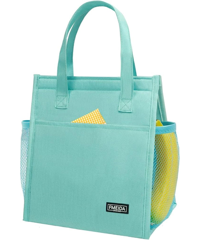 Fmeida Insulated Lunch Bag Women, 9L Large Lunch Bags with Multiple Pockets, Reusable Thermal Cooler Tote for Work, Office, Picnic, Travel | Hook and Loop Closure, Mint Blue