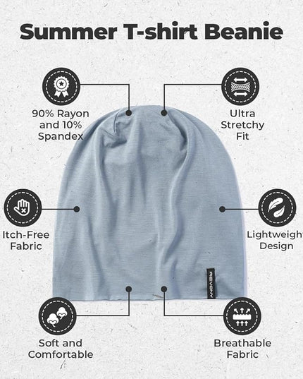 Summer T-Shirt Beanie for Men & Women - Soft Modal - Slouchy Style